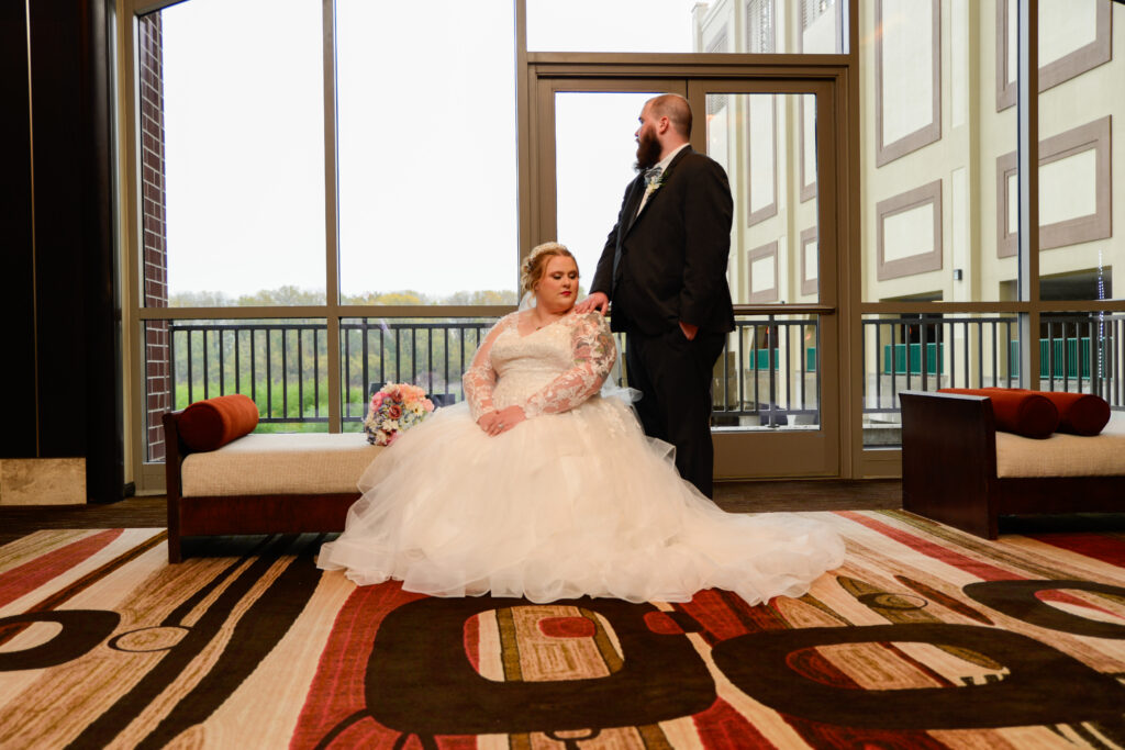 wedding couples portraits at the Ameristar Casino in St Charles Missouri; missouri wedding photographer